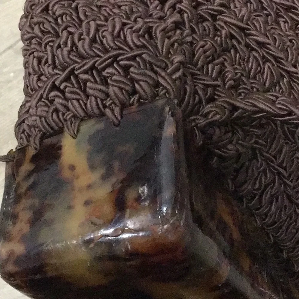 Carrie Forbes Brown Macrame Crochet Woven Tortoise Shell Backpack - Picture 7 of 12